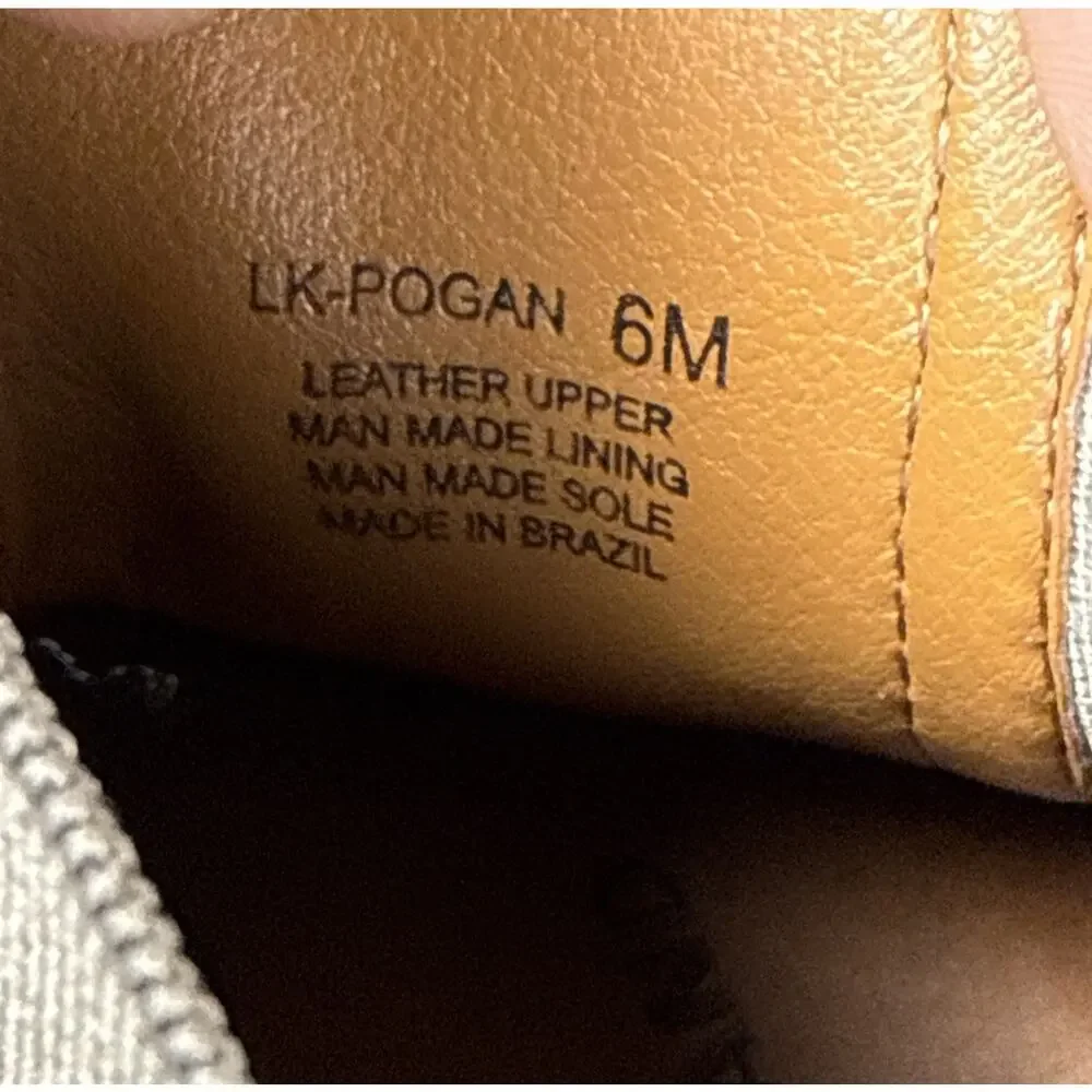 LUCKY BRAND Womens Gray Pogan Stacked Heel Slip On Leather Booties 6 M
